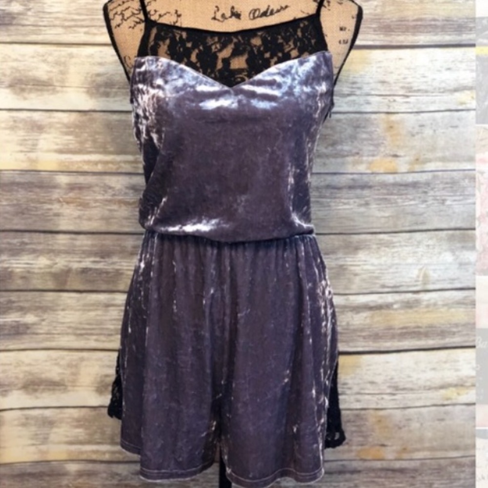 Top shop silver velvet romper